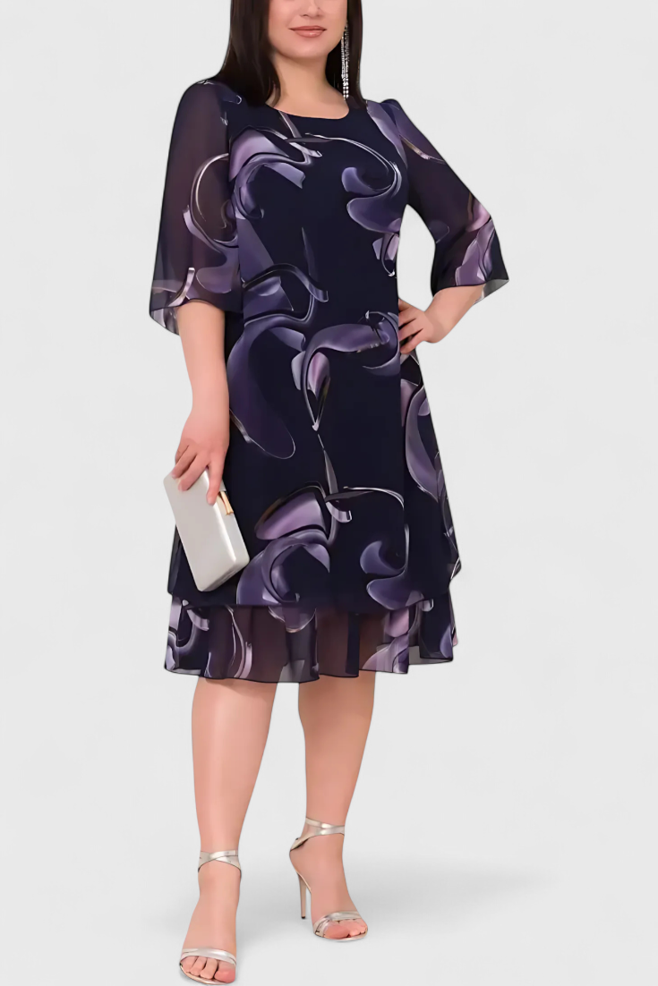 Shriley Robe Fluide en Chiffon à Imprimé Swirl