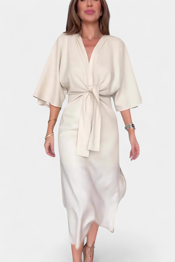 Ainhoa Robe à Manches Kimono et Nœud Frontal