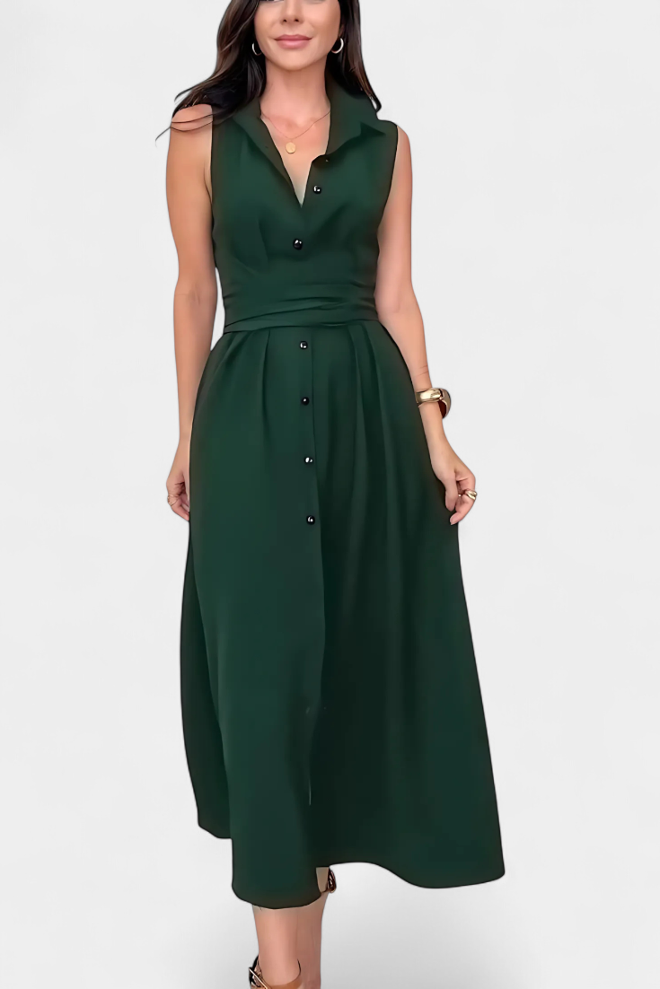 Meryl Robe Chemise à Ceinture Nouée et Col à Revers