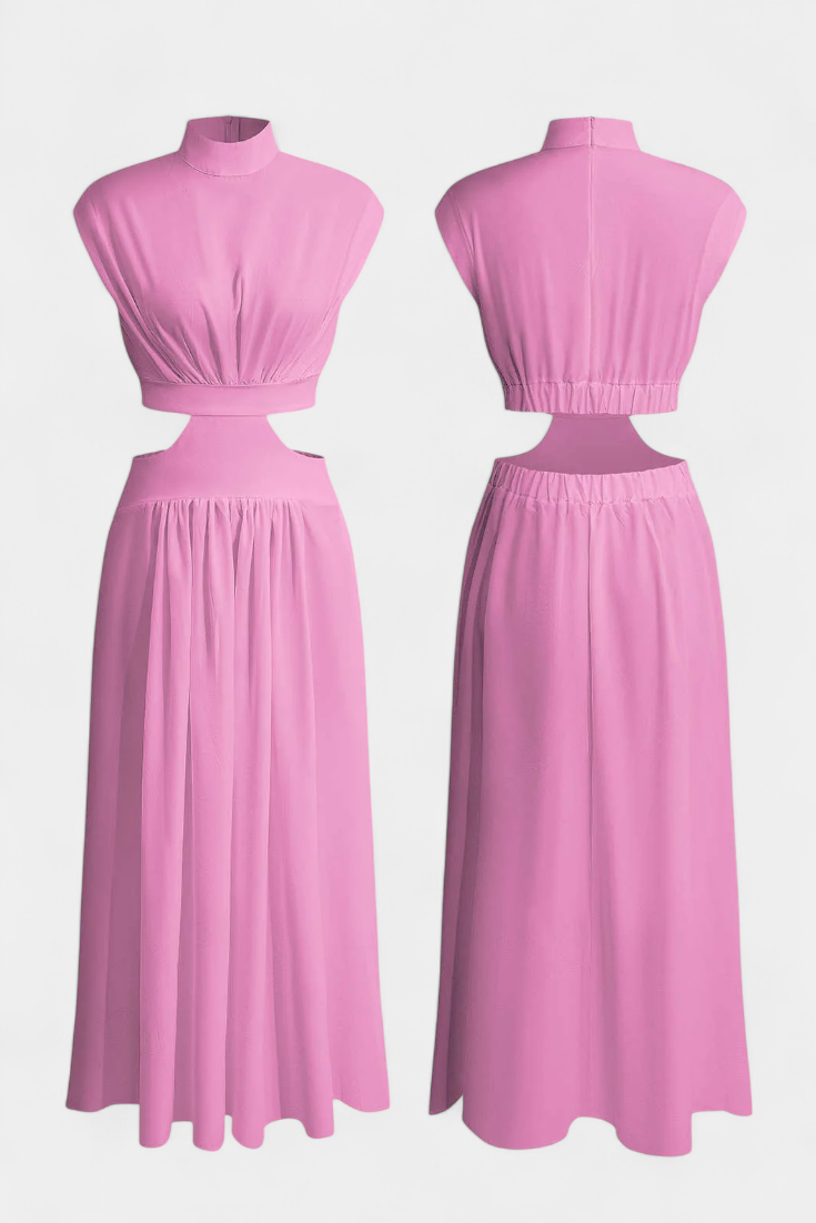 Jocelyn Ensemble à Col Haut et Jupe Fluide avec Fentes Latérales