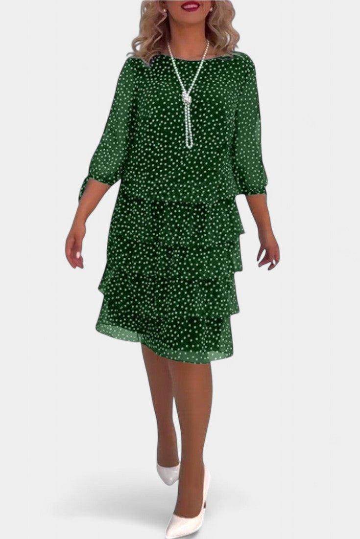 Lauren Robe Midi à Pois et Taille Plissée