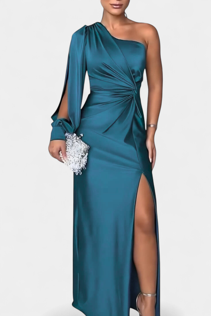 Charlotte Robe Asymétrique à Taille Nouée et Drapé Sculpté