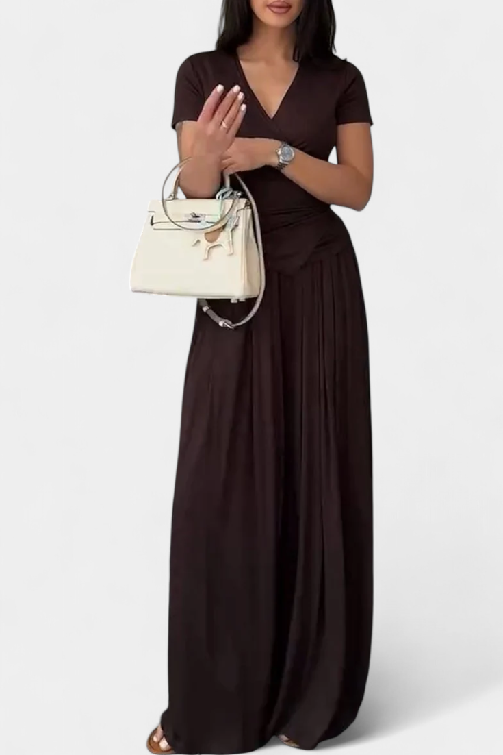 Ruslana Ensemble Top Croisé et Pantalon à Jambes Larges