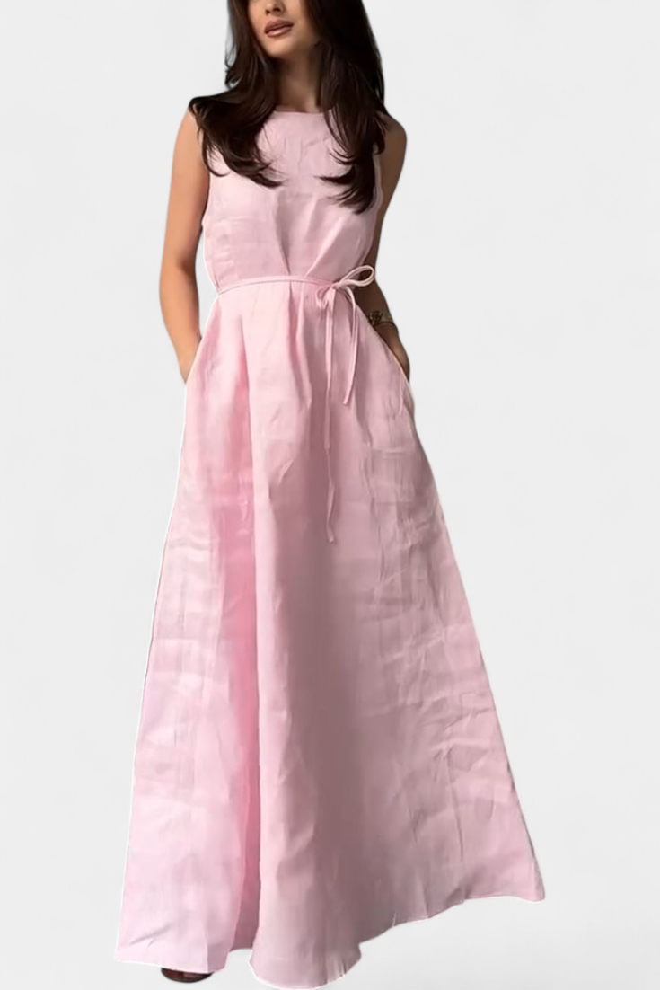 Rosetta Robe Sans Manches à Taille Nouée