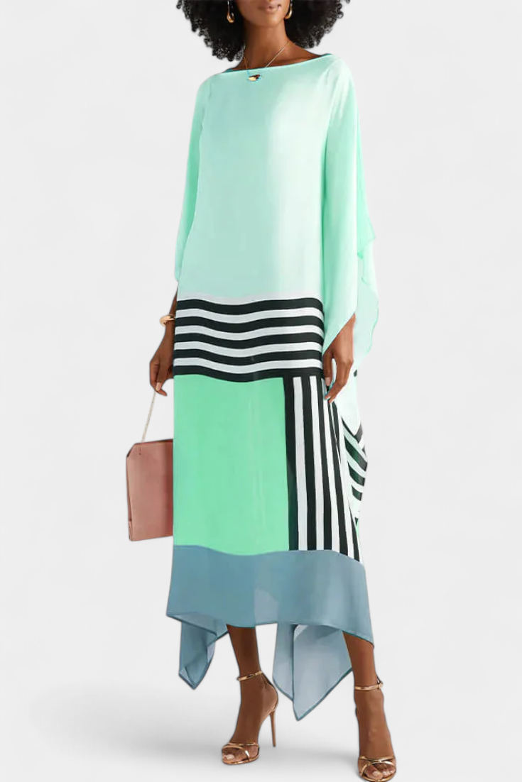 Elenora Caftan à Imprimé Géométrique et Coupe Chauve-Souris