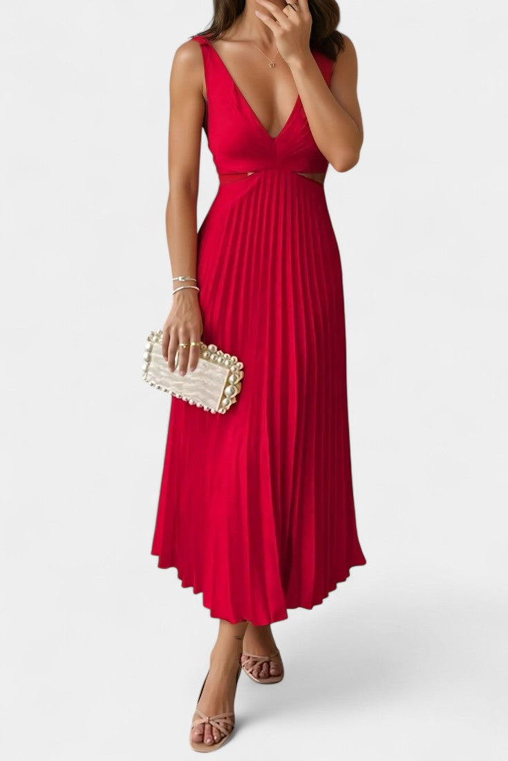 Selena Robe Plissée à Décolleté Torsadé et Bretelles Ajustables
