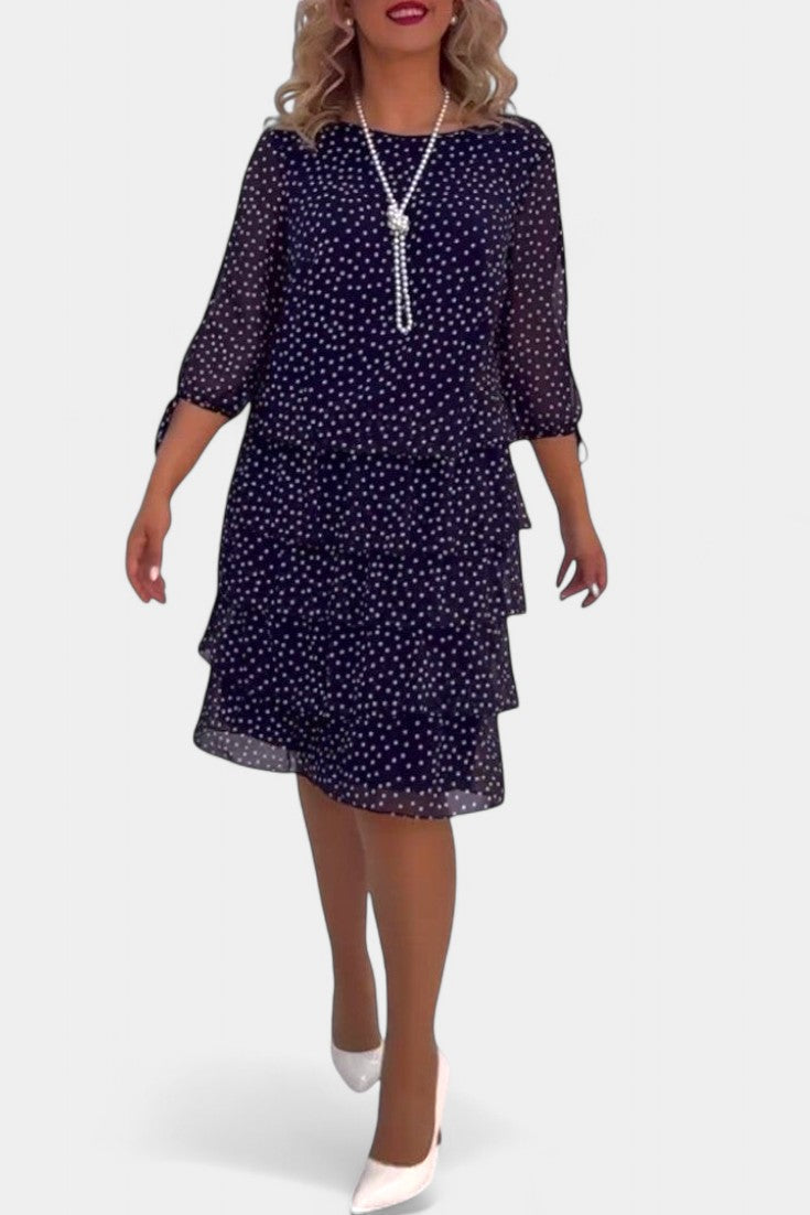 Lauren Robe Midi à Pois et Taille Plissée