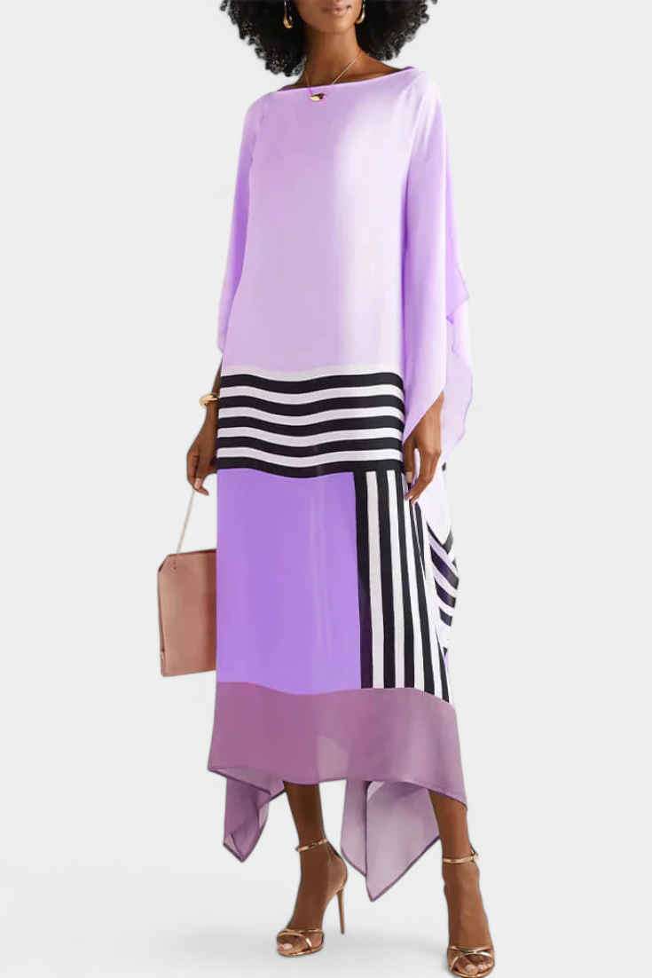 Elenora Caftan à Imprimé Géométrique et Coupe Chauve-Souris