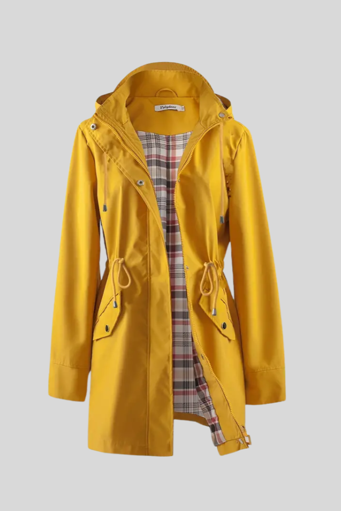 Doemi Manteau de Pluie à Manches Longues et Silhouette Ajustée