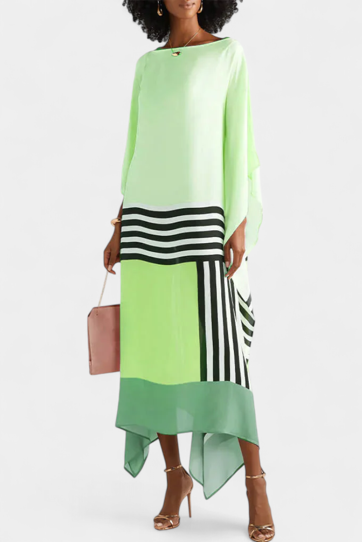 Elenora Caftan à Imprimé Géométrique et Coupe Chauve-Souris