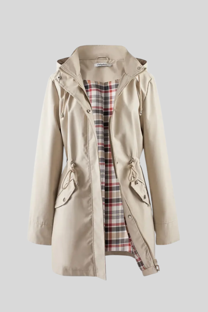 Doemi Manteau de Pluie à Manches Longues et Silhouette Ajustée