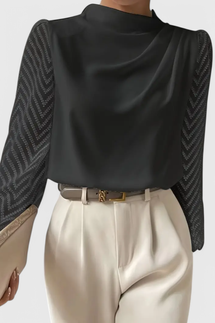 Zaraa Blouse Fluide à Manches Transparentes