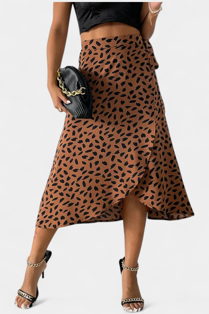 Camila Jupe Enveloppante Boho à Imprimé Asymétrique et Chute Fluide