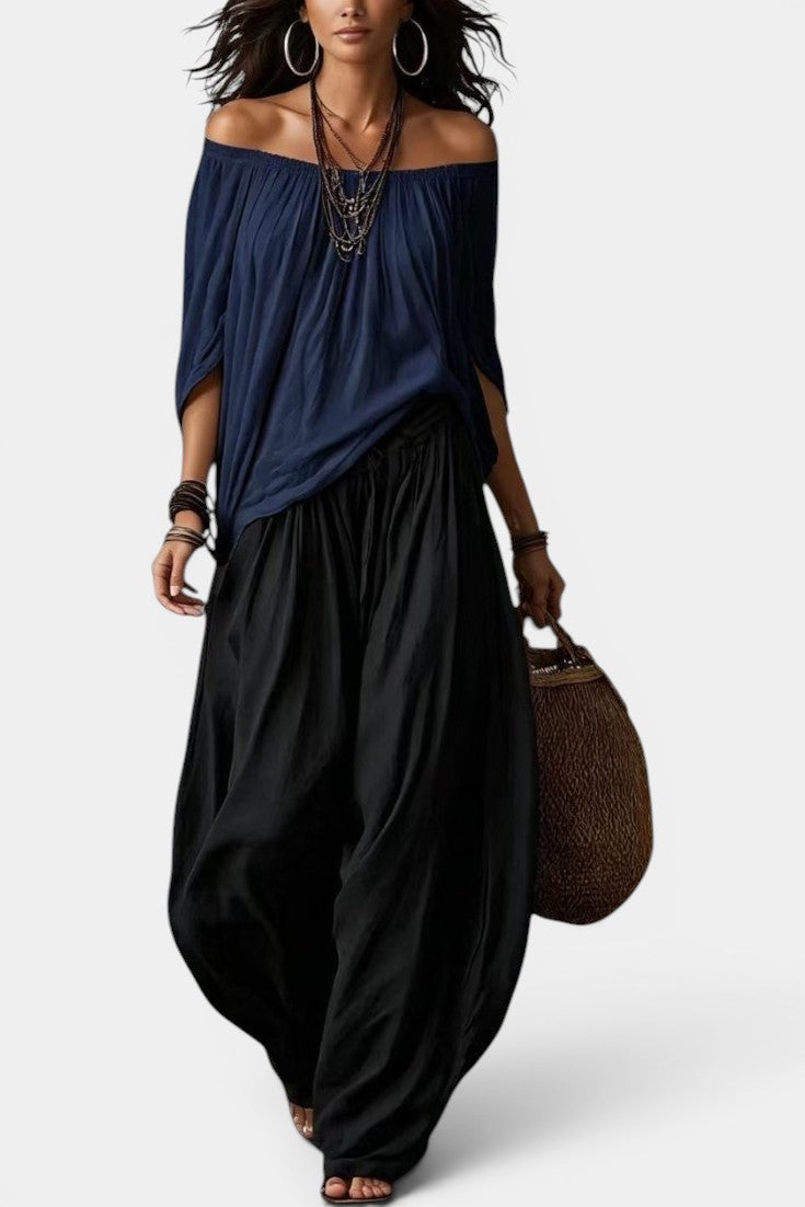 Gersande - Ensemble Blouse Épaules Dénudées & Pantalon Ample