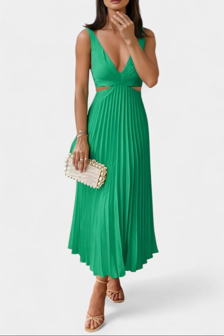 Selena Robe Plissée à Décolleté Torsadé et Bretelles Ajustables