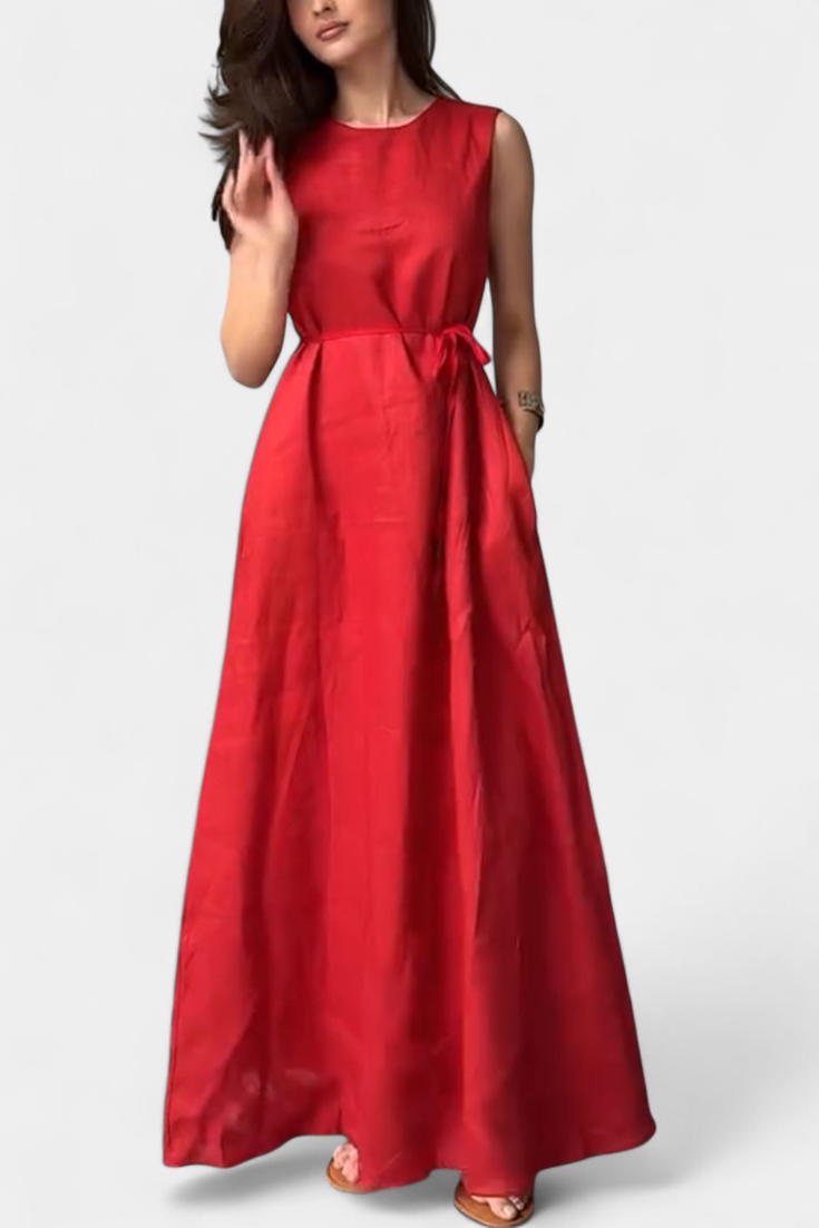 Rosetta Robe Sans Manches à Taille Nouée