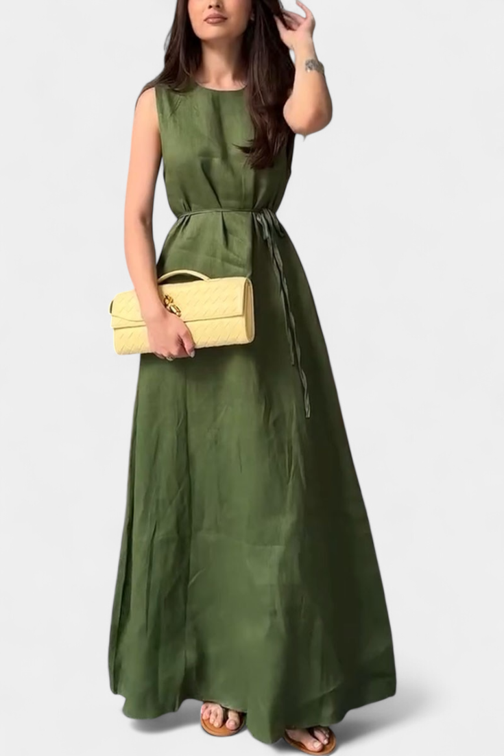 Rosetta Robe Sans Manches à Taille Nouée