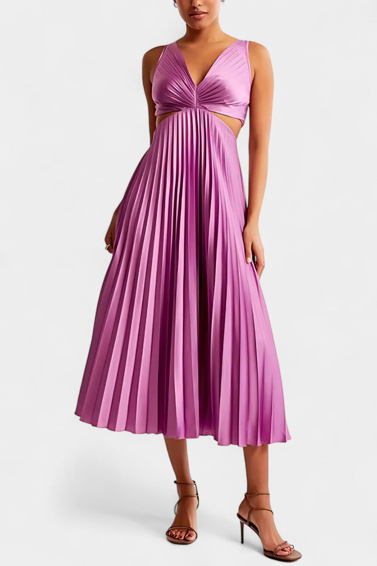 Selena Robe Plissée à Décolleté Torsadé et Bretelles Ajustables