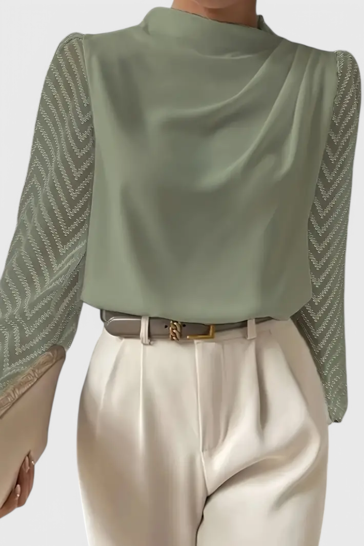 Zaraa Blouse Fluide à Manches Transparentes