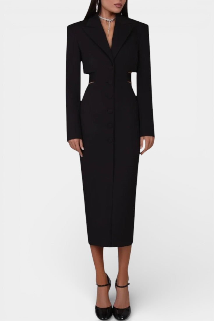 Bernice Robe Tailleur Midi à Découpes et Dos Nu