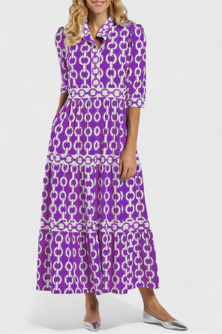 Casilda Robe Midi à Motif Chaînes