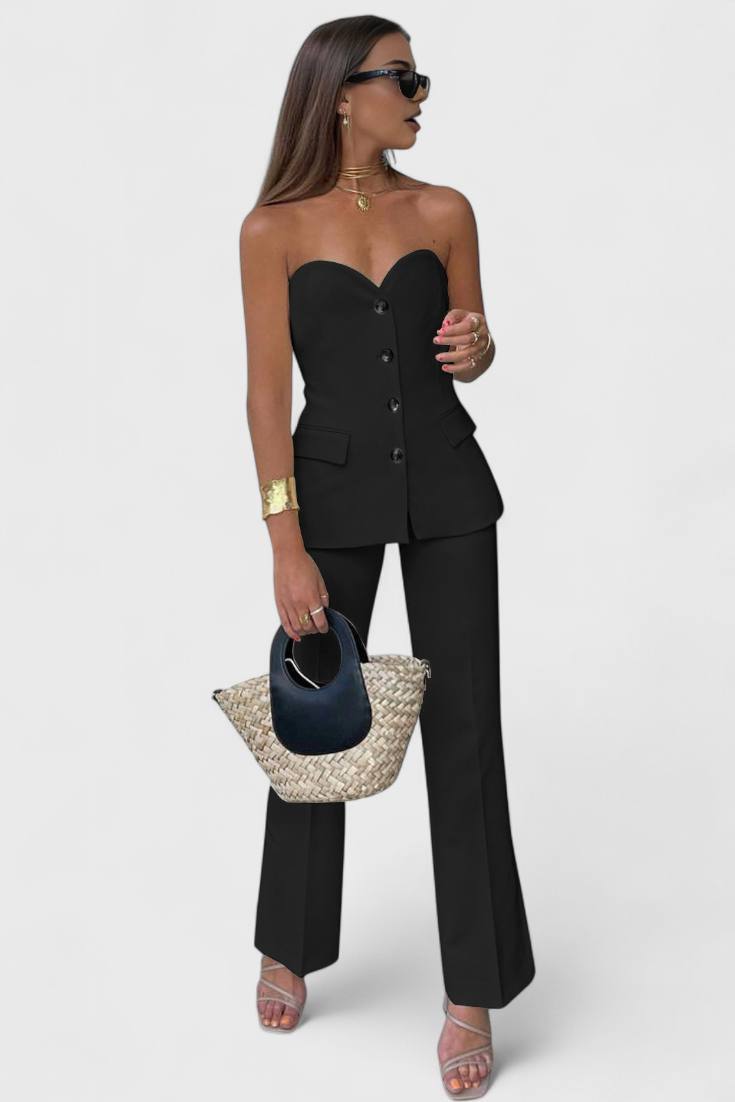 Paesha Ensemble Minimaliste Sans Manches à Pantalon Large