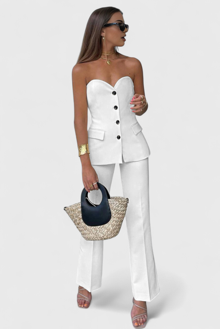 Paesha Ensemble Minimaliste Sans Manches à Pantalon Large