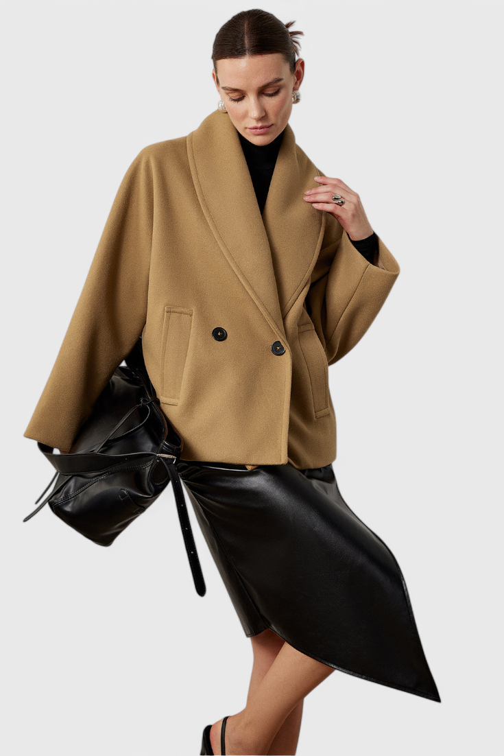 Helena Manteau Oversized en Tweed à Silhouette Décontractée