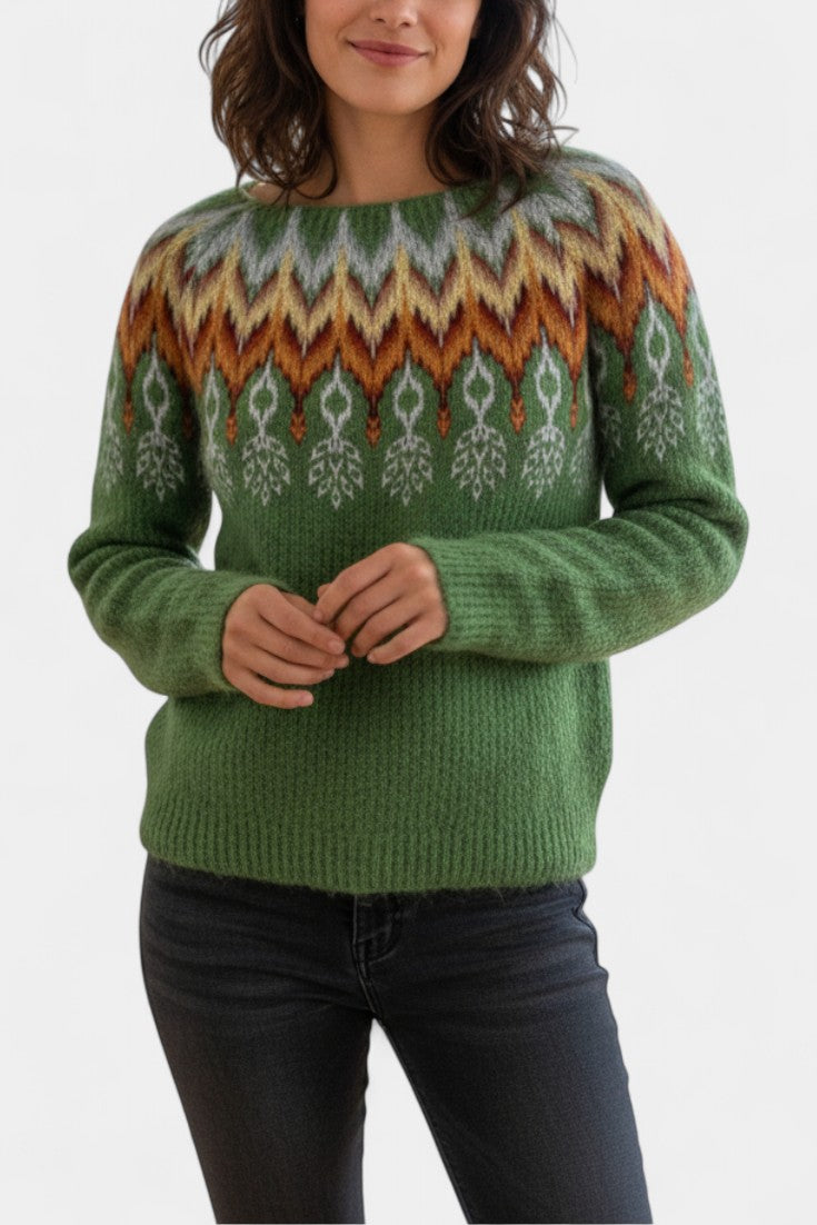 Othilia Pull Jacquard Doux à Motif Géométrique