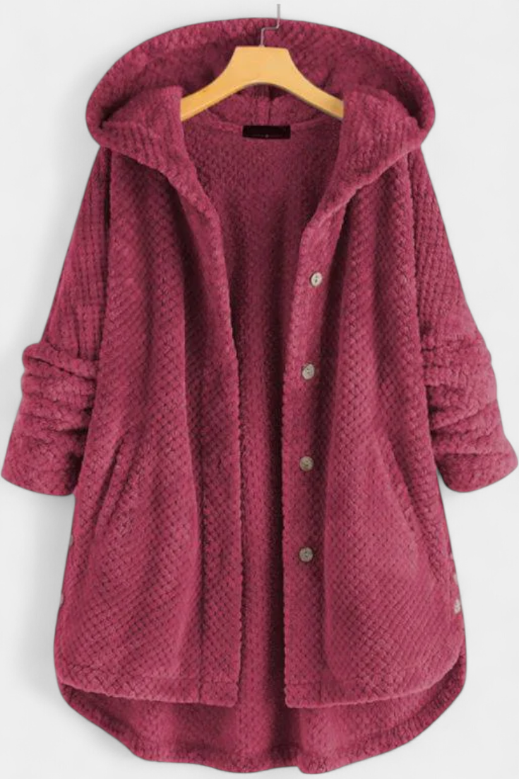 Taia Manteau en Velours Côtelé avec Capuche Enveloppante