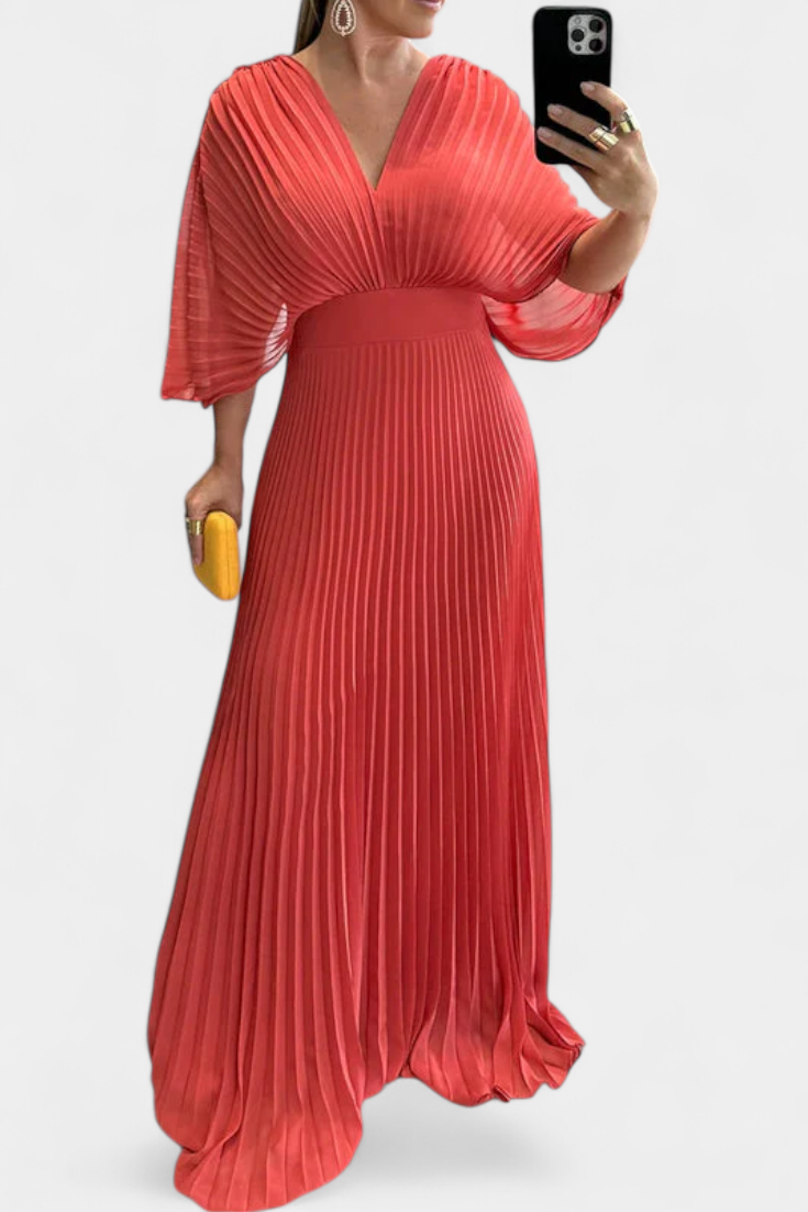 Odele Robe Plissée à Décolleté en V et Dos Nu Noué