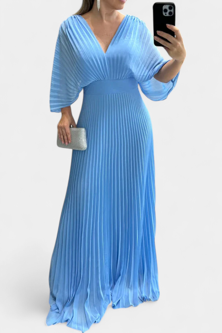 Odele Robe Plissée à Décolleté en V et Dos Nu Noué