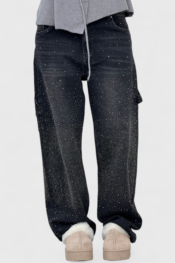 Dariya Jeans Cargo Balloon à Strass