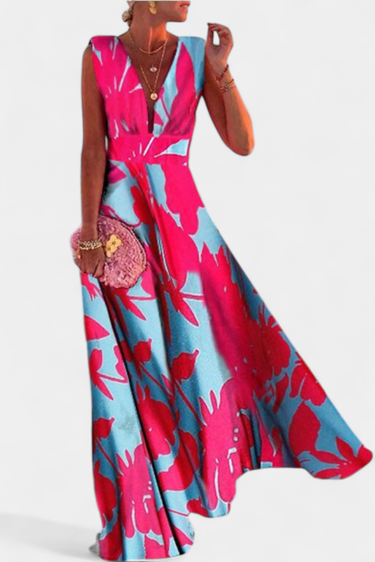 Salma Robe A-Line à Décolleté en V et Imprimé Subtil