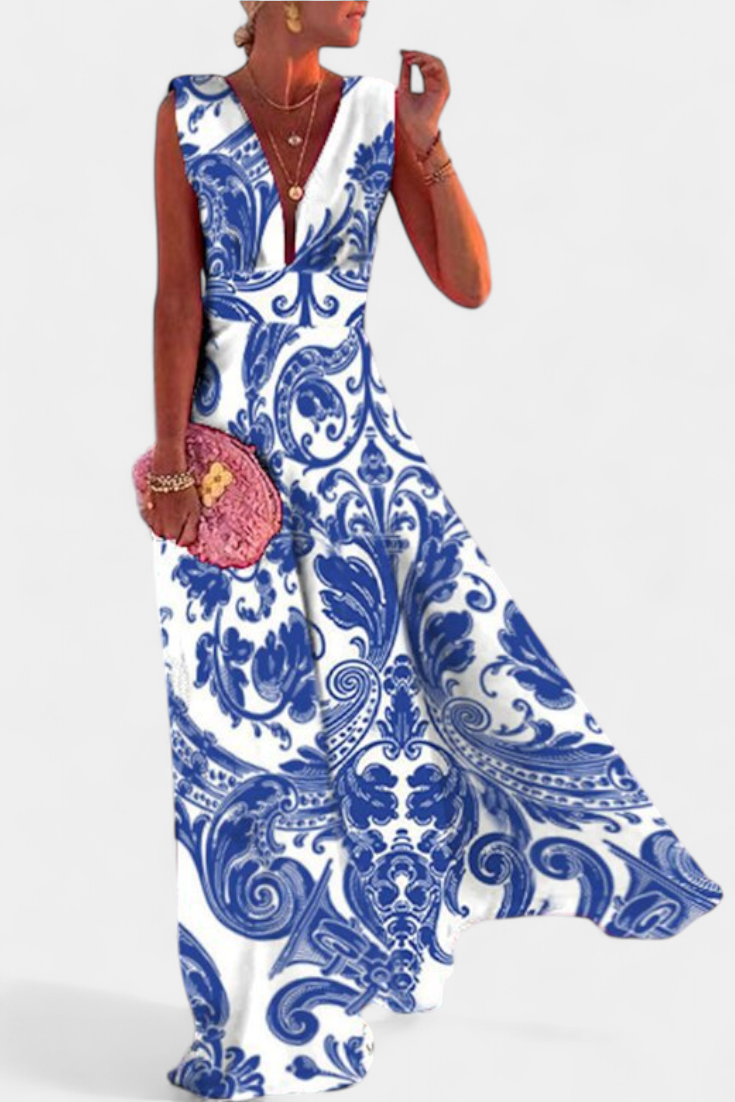 Salma Robe A-Line à Décolleté en V et Imprimé Subtil