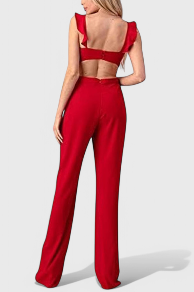 Chantal Combinaison Sans Manches à Découpe et Jambes Larges