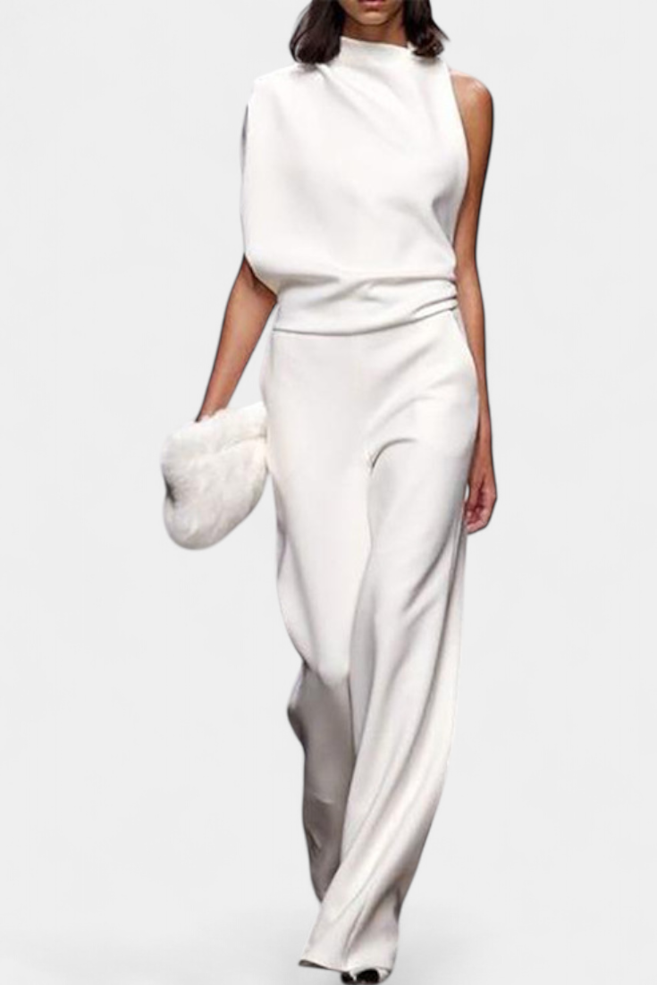 Etta Combinaison Asymétrique à Une Épaule et Jambes Fluides