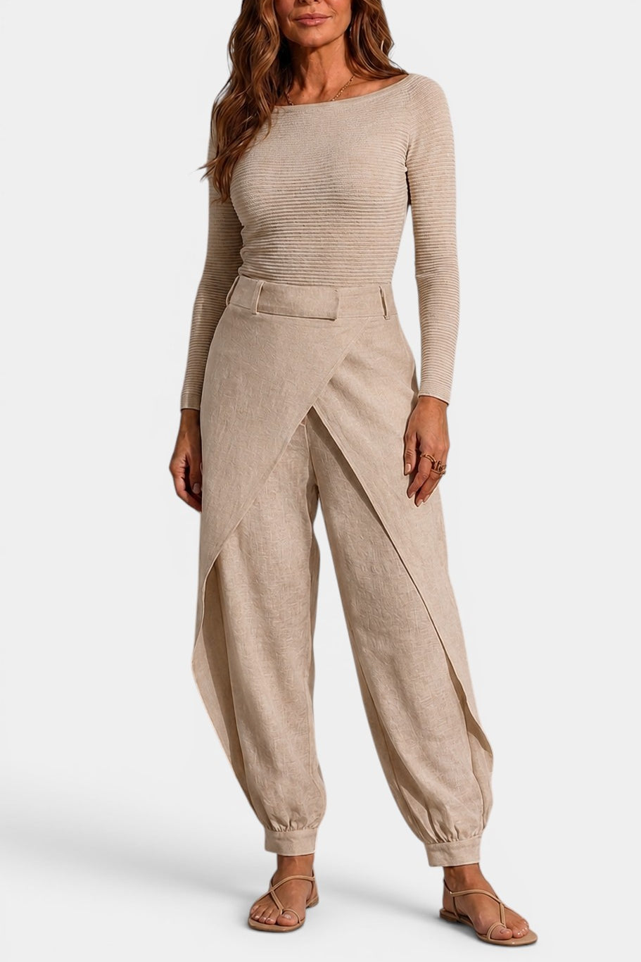 Priscille - Pantalon Portefeuille Jambes Drapées