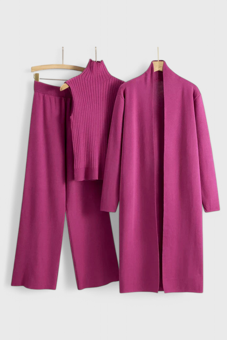 Mahalia Ensemble 3 Pièces en Tricot Doux à Coupe Élégante