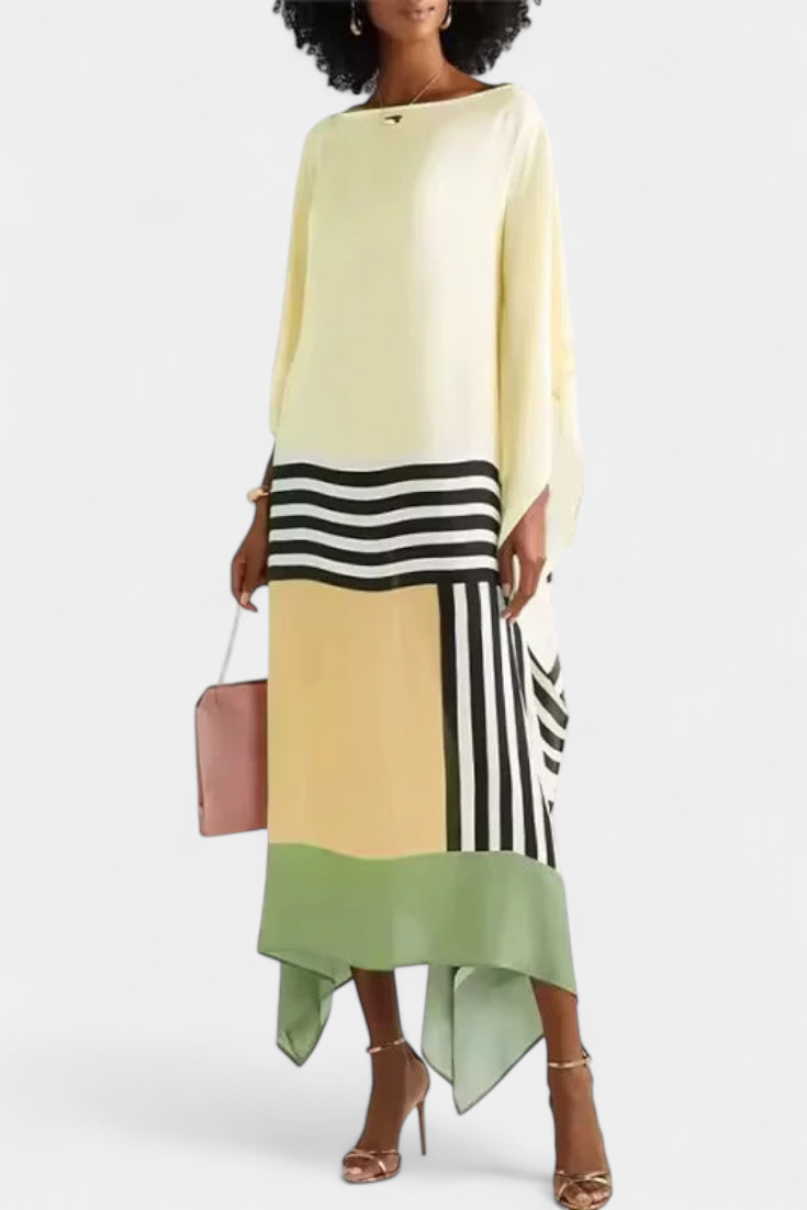 Elenora Caftan à Imprimé Géométrique et Coupe Chauve-Souris