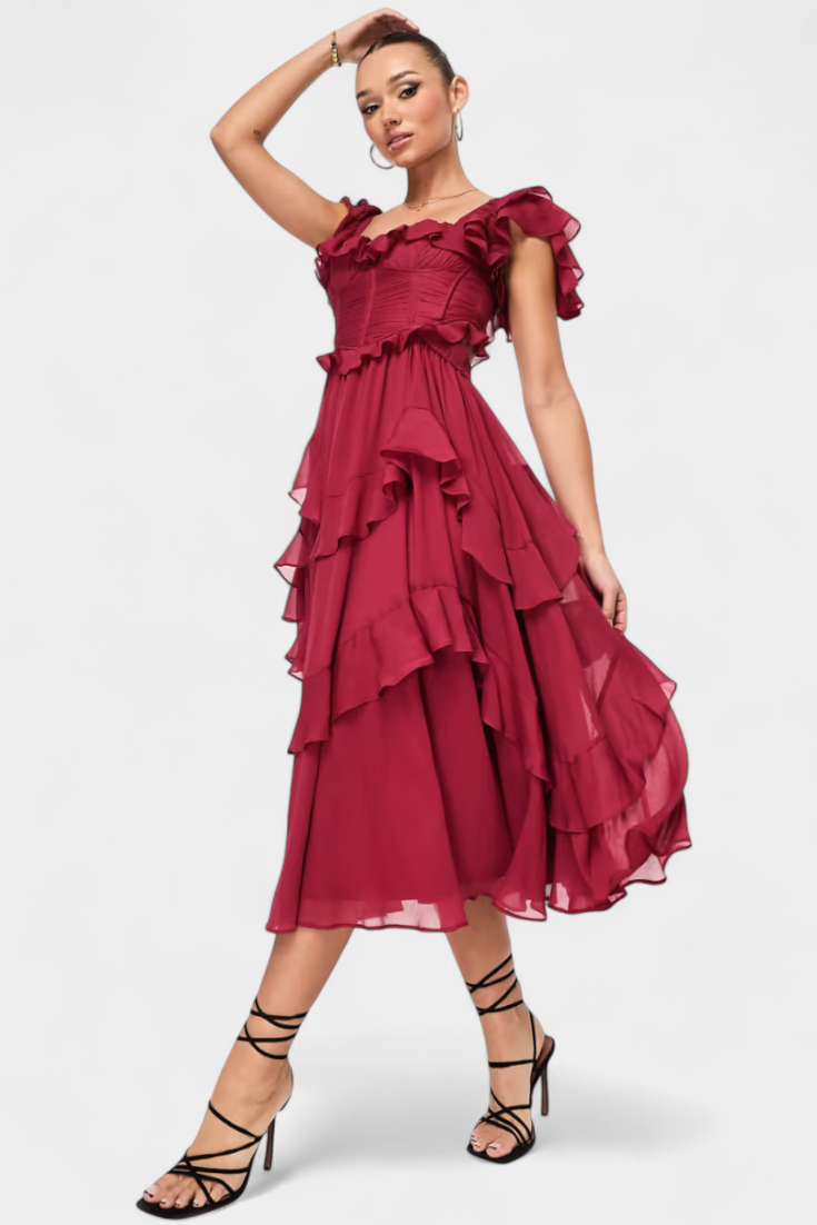 Natalie Robe Fluide à Teinte Vibrante et Silhouette Féminine