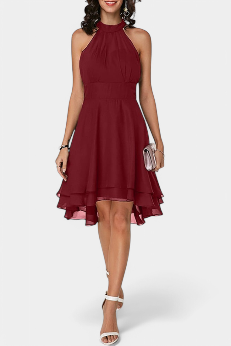 Anouk Robe Cintrée en Chiffon à Volants Délicats