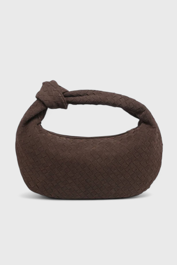 Lila Sac en Daim Tissé avec Détail de Nœud Sculptural