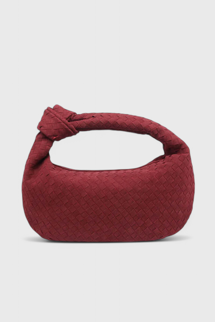 Lila Sac en Daim Tissé avec Détail de Nœud Sculptural
