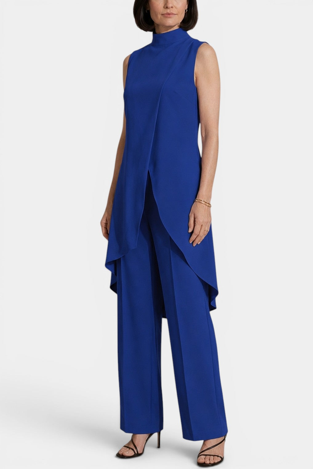 Tara - Ensemble Tunique Col Montant Asymétrique Pantalon Large