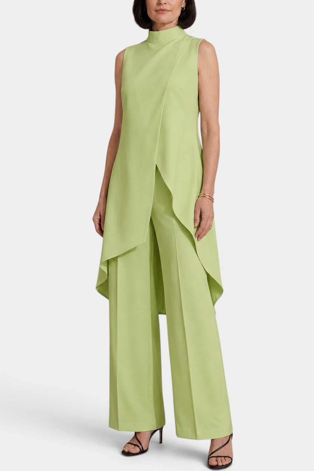 Tara - Ensemble Tunique Col Montant Asymétrique Pantalon Large