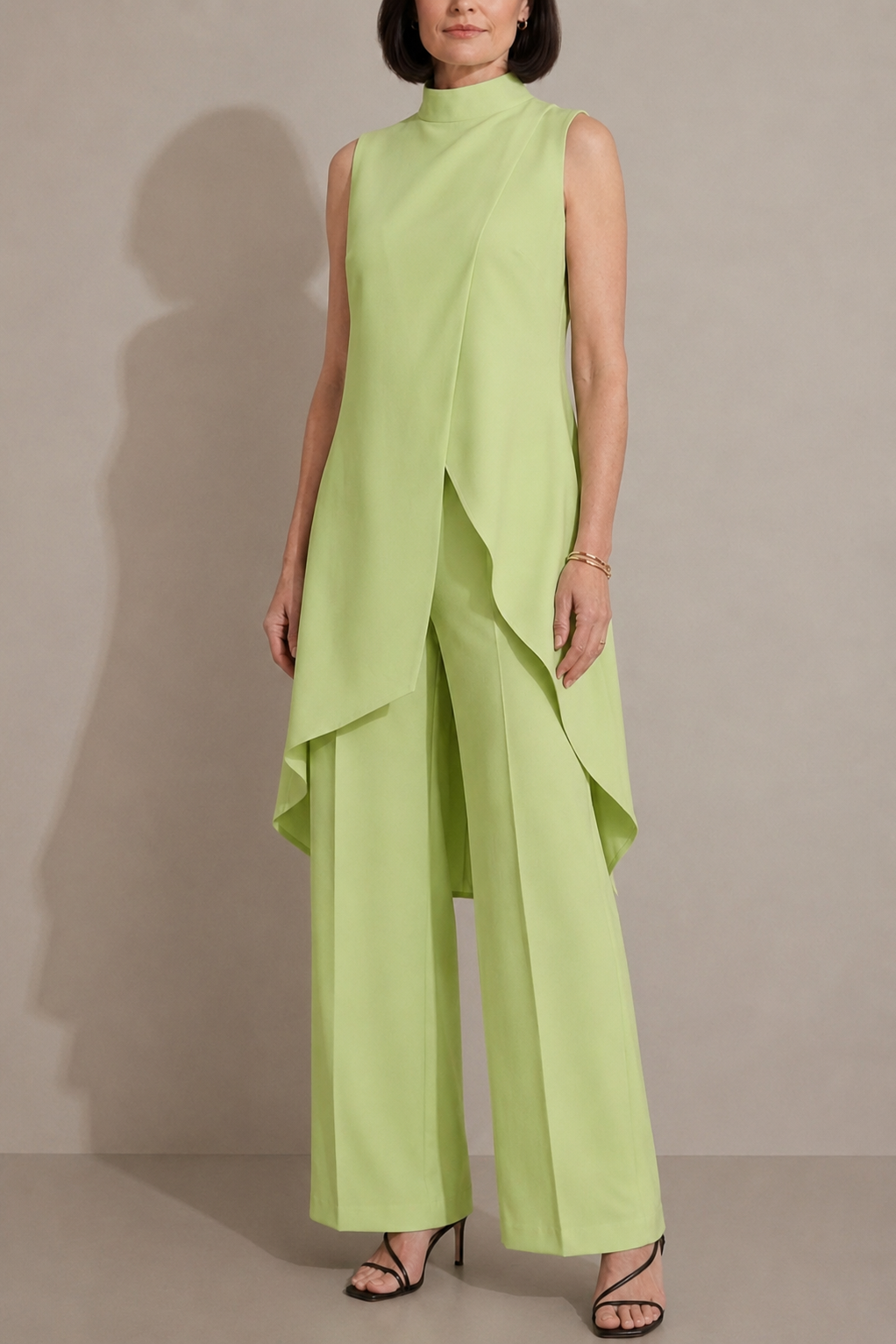 Tara - Ensemble Tunique Col Montant Asymétrique Pantalon Large