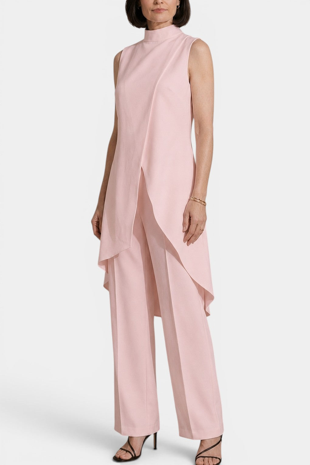 Tara - Ensemble Tunique Col Montant Asymétrique Pantalon Large