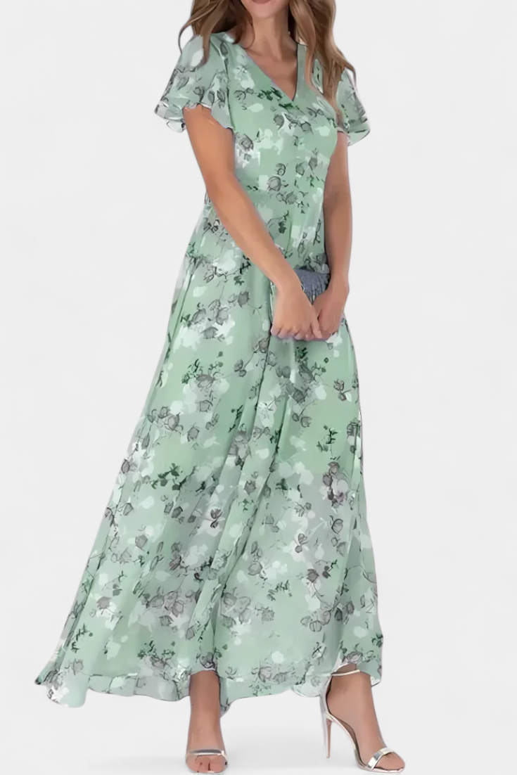 Amara Robe Maxi à Imprimé Floral et Décolleté en V