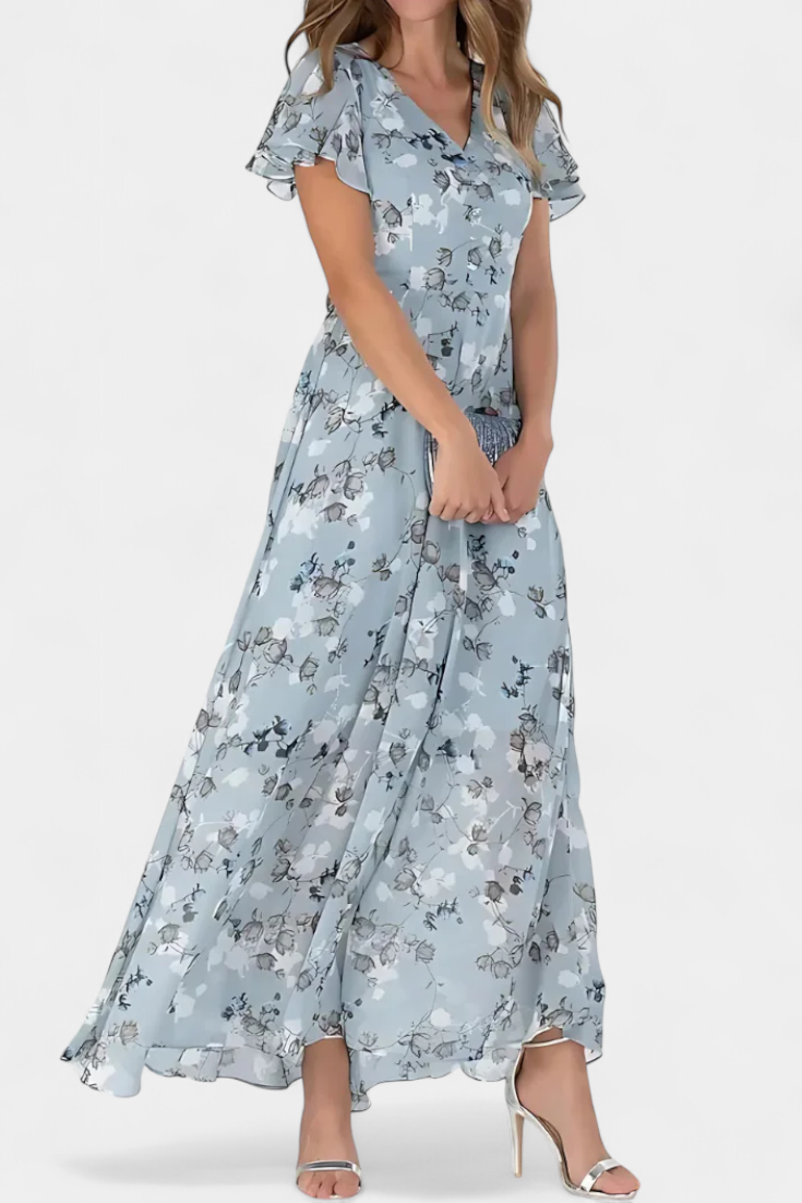 Amara Robe Maxi à Imprimé Floral et Décolleté en V